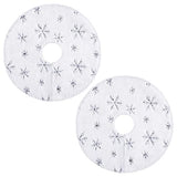 URATOT 2 Pack 15 Inches Mini Christmas Tree Skirt White with Silver Snowflake Tree Mat Faux Fur Plush Xmas Tree Skirt for Christmas Holiday Party Indoor Outdoor Home Decoration