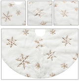 18 Inch Gold Snowflake Sequin Christmas Tree Skirt for Mini Trees – Sparkling Small Xmas Tree Base Cover with Velcro Closure, Elegant Holiday Décor