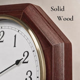 Pendulum Wall Clock - Real Wood Regulator Clock - Schoolhouse Design - Quiet, Non-Chiming, Wooden & Battery Operated - Decorative Wall Decor for Living Room, Home, Office 18x11