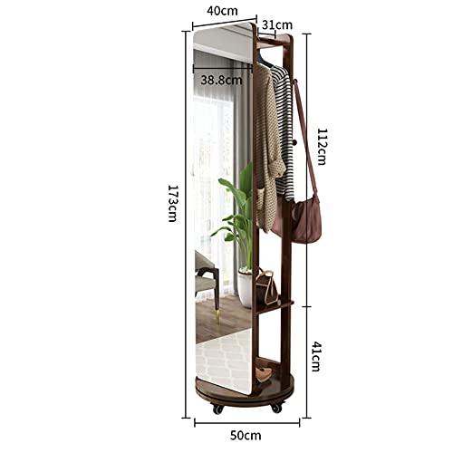 Solid Wood Household Full-Length Mirror Hanger One Full-Length Mirror Rotating Floor Mirror Wardrobe Mirror Fitting Mirror White