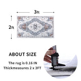 Vintage Runner Rug Non Slip for Hallway Bathroom Kitchen 2x3 ft, Ultra Soft Boho Carpet Runner with Low Pile Design Machine Washable Runner Rugs for Entryway Laundry Living Room