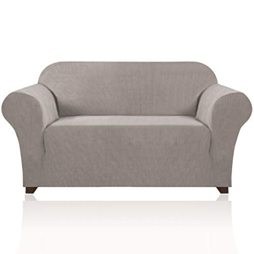 PrinceDeco Stretch Loveseat Sofa Cover Bundle T Cushion Loveseat Slipcover, Taupe