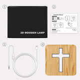 Lampeez Jesus Cross Wooden Lamp Novelty Night Light 3D Illusion lamp for Kids, Kids Decoration Lamp USB Power Bedroom Decor Xmas Holiday Christian Birthday Gifts for Boy Girl