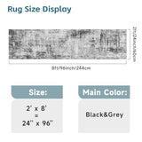 2x8ft Carpet Runner for Hallway: Washable Non Slip Kitchen Rug Black