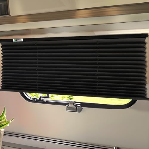 RV Blinds for Camper Windows, Camper Replacement Blinds, Privacy Protection, RV Window Shades for RV, Camper, Travel Trailer, Black (32" W x 24" L)