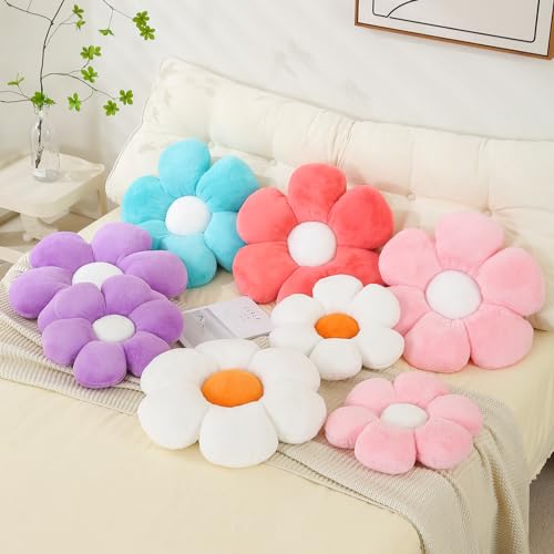 CANGHI Pink Flower Pillow 15.74 inch Flower Shaped Throw Pillows Daisy Plush Pillow Floor Pillows Seat Cushion Cute Aesthetic Decorative Throw Pillows for Bed Home Sofa Chair Couch Decor