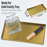 Freelove Sanding Gold Metal Vanity Tray Lettering, Perfume Organizer Jewelry Holder Makeup Dish Catchall Candle Plate Decorative for Dresser Counter Bathroom Desk Home Preppy Room Decor, 4''X8''