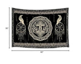 Hajmsug Vikings Tapestry,Black and White Tree Bird of Wisdom Celtic Rune Ancient Rune Totem Norse Mythology Medieval Viking Wall Art,Aesthetic Mythology Tapestry for Bedroom Living Room,40X30 Inch.