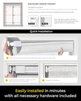 UNISHADES No Tools No Drill Cordless Roman Shades for Indoor Windows 100% Blackout, for Window Size 23" W × 64" H White