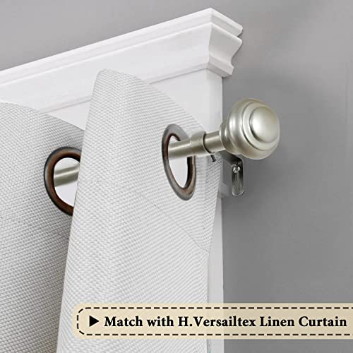H.VERSAILTEX Window Curtain Rods for Windows 28 to 48 Inches Adjustable Decorative 3/4 Inch Diameter Single Window Curtain Rod Set with Classic Finials, Nickel