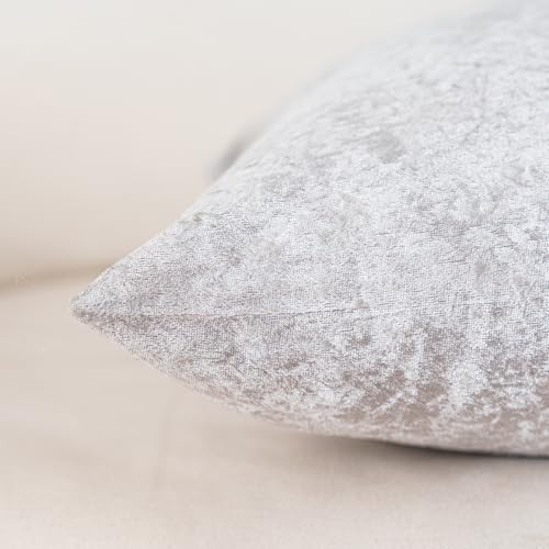 NiNi ALL Velvet Pillow Covers 18x18 Inch, Set of 2 Silver Throw Pillows Decorative Luxurious Cushion Cases for Sofa Bed Chair Couch Living Room Home
