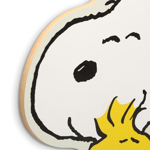 Open Road Brands Peanuts Snoopy and Woodstock Hug Wood Wall Decor - Fun Snoopy Wall Art for Kids' Bedroom or Play Room