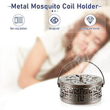 Exquisite Metal Mosquito Coil Holder Long-Lasting Coil Incense Burner for Indoor and Outdoor (Bronze)