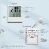 Timloon Mini Desk Atomic Clock | Auto-Calibrating Digital Alarm, Temperature & Humidity, 4 Time Zones, DST, Backlight, Battery Operated