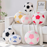 Soccer Pillow,12" Soccer Plush Pillow Decorative Throw Pillow Floor Cushion Seating Cushion,Round Soccer Ball Throw Pillow for Sofa Couch Living Room (Black)