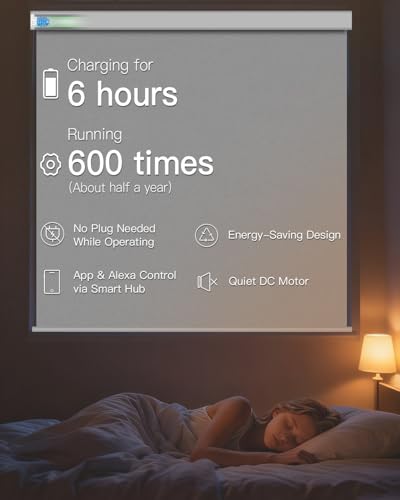 Tokblind Motorized Roller Shade with Remote Control, Blackout Electric Shade for Windows Compatible with Alexa Google via Hub, Rechargeable Smart Window Blind for Home Office (Pure White)