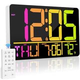 PERSUPER 13" Large Digital Wall Clock with Remote, RGB Color Changing, 25 Ringtones, 0-100% Auto/Custom Brightness, Temperature, Calendar, 12/24H, DST, Timer, for Living Room/Bedroom/Office/Elderly
