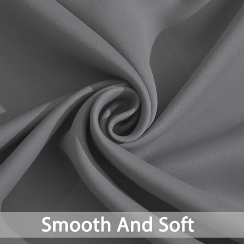 Yakamok Room Darkening Gray Blackout Curtains 84 Inch Long Light Blocking Thermal Insulated Window Treatment Grommet Drapes for Bedroom Living Room, 52W x 84L, Grey Curtains, 2 Panels