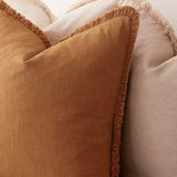 Foindtower Decorative Linen Fringe Throw Pillow Covers 22×22 Inch,Orange