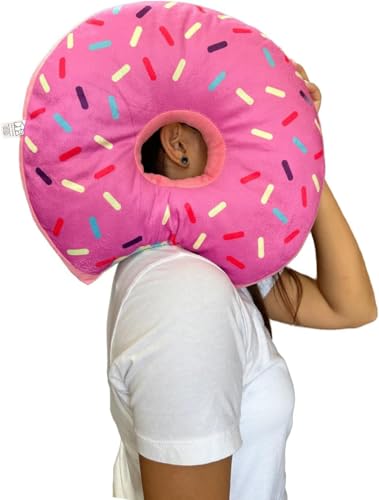 Donut Pillow for Ear Piercings - Comfortable Soft Ear Pillow for Side Sleeping - Reduces Ear Discomfort - Fun Decor, Stuffed Cushion and Toy, 14 Inches (Pink Icing) | Comfortable Soft Ear Pillow, Side Sleeping, Reduces Ear Discomfort, Fun Decor & Toy