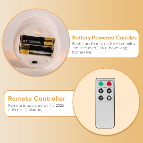 Clear Glass Flameless Candles with Remote Timer, Flickering Battery LED Pillar Candles Set of 3