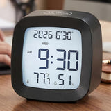 Digital Alarm Clock with Backlight, Snooze, Temp & Humidity Display,Black | Time, Date & Weekday Temperature & Humidity Touch Backlight 5-Minute Snooze,Battery Operation Long Battery Life