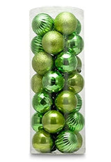 Small Size 28ct shatterproof Christmas Ball Ornaments in 4 Classic finishes for Christmas Tree Decoration (Lime Green, 1.57“ Mini Size)
