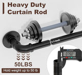 Curtain Rods for Windows 120 to 170, Heavy Duty Industrial Curtain Rods, Black Wrap Around Outdoor Curtains Rod,1 Inch Adjustable Drapery Rod 144-170"