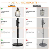 Dimmable Floor Lamp, 3 x 800LM LED Edison Bulbs Included, Farmhouse Industrial Floor Lamp Standing Tree Lamp with Elegant Teardrop Cage Tall Lamps for Living Room Bedroom Office Dining Room-Black