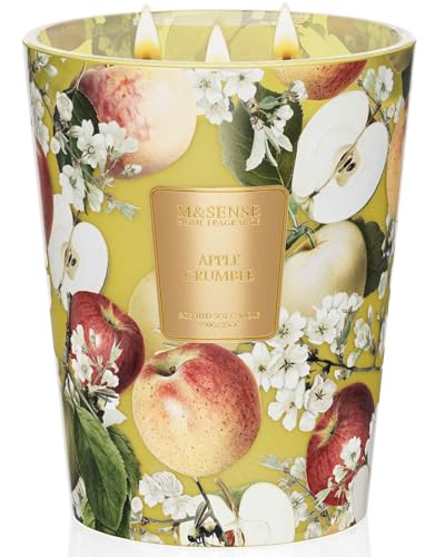 M&SENSE Apple Crumble Soy Candle, 35oz 3-Wick, Autumn Thanksgiving Candles