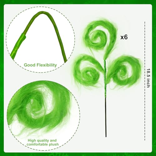 Vloso 6 Pcs Christmas Tree Topper,17 Inch Christmas Tree Ornament,Green Furry Christmas Picks for Tree Decorations