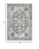 LIVELYGLOW 5x7 Retro Vintage Area Rug, Non-Slip Carpet, Gray Vintage