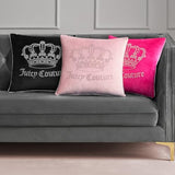 Juicy Couture Square 1-Piece Living Room and Bedroom Décor, Premium Throw Pillow, 20"x20", Black Rhinestone Crown