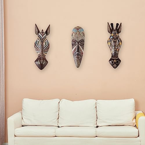 OTARTU African Mask Wall Sculpture Hand Carved African Tribal Wall Mask Art