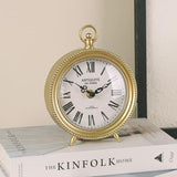 NIKKY HOME Gold Table Clock, Silent Non-Ticking Shelf Desk Top Clock Battery Operated Classic Design, Decorative Home Decor for Living Room, Fireplace Mantel, Desktop, Countertop