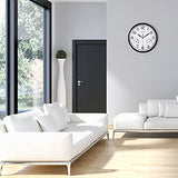 Wall Clock, Sweep Silent Movement Accurate Clocks with Temperature & Humidity, Decorative for Kitchen/Living Room/Bedroom/Office/School/Classroom (Black, 8 inch)