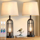 Black Table Lamps for Living Room Set of 2 - Farmhouse Lamps for Night Stands with USB A+C, Bedside Lamps for Bedroom, 24'' Industrial Lamp for Living Room End Tables