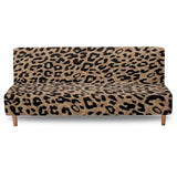 Leopard Print Couch Cover Stretch Futon Slipcover Foldable Armless Sofa Cover with Elastic Bottom Aesthetic Furniture Protector Foldable Couch Pet Covers for Sofa