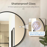 USHOWER Black Round Mirror for Over Sink 24-inch, Circle Bathroom Mirror, Metal Frame Vanity Mirror, Modern Wall Mirror for Entryway Living Room