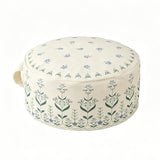 Unstuffed Round Pouf Cover, 18in Boho Ottoman, Floral Decor