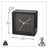 WHW Whole House Worlds Mid-Century Modern Alarm Clock | Quartz Movement, Black, Gold Accents, Square, 1 AA Battery (Not Included) 3.75"