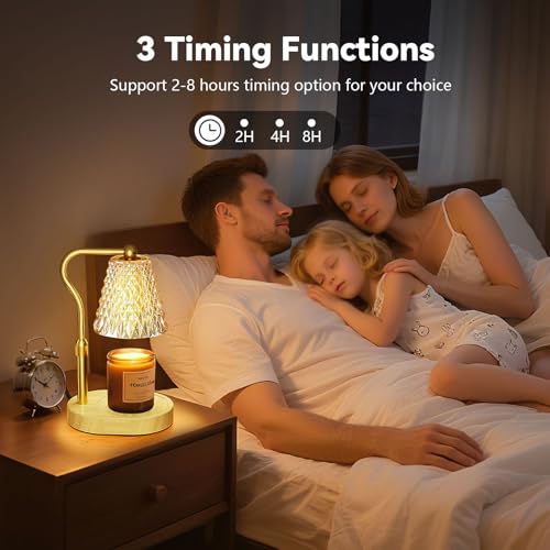 Candle Warmer Lamp with Timer Dimmer, Birthday Gifts for Women Mom, Height Adjustable Wax Melt Warmer for Jar Candles with 2 Bulbs, House Warming Gifts New Home Decor
