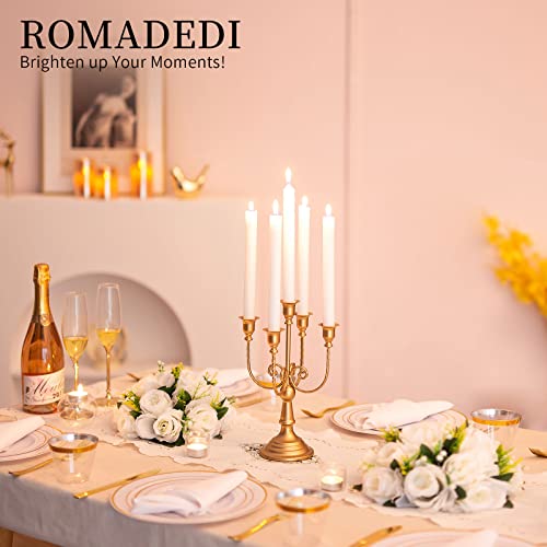 Romadedi Gold 5 Arm 11.8" Candelabra Candle Holders, Set of 2