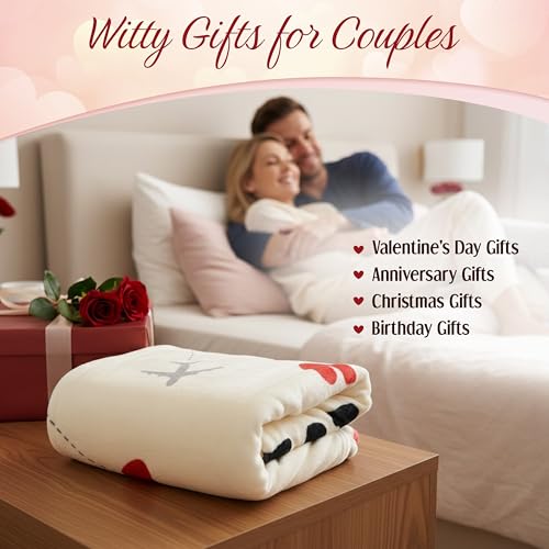 WRAPIX Anniversary Couple Gifts for Men Women - I Love You More Soft Fleece Throw Blanket 50x60 in - Anniversary Wedding Gifts for Him Her, Birthday Romantic Gift for Girlfriend Boyfriend Wife Husband