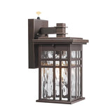 Dusk to Dawn Outdoor Lighting, HWH Outdoor Wall Lights Exterior Wall Lantern Light Waterproof, Oil-Rubbed-Bronze Finish with Water Ripple Glass, 5HD27B-PC ORB-WP