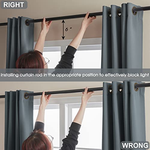 Rutterllow Total Blackout 340 GSM Curtains 2 Panels, Full Shade 84 Inches Long Complete Drapes for Living Room, Dark Grey Thermal Insulated Bedroom Window Treatment Drapes (Gray, 52 x 84 inch)