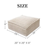Square Ottoman Pouf Cover Unstuffed Storage Bean Bag, Beige