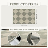 Checkered Washable Entryway Rug 2x3, Non Slip Ultra Thin Green Front Door Mat Indoor Entrance Low Pile Small Kitchen Rug, Moroccan Contemporary Decor Neutral Accent Carpet for Bedroom Bathroom