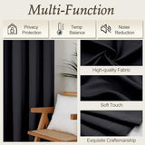 Gwine Black Blackout Curtains for Bedroom 84 inches Long 2 Panels, Solid Thermal Insulated Noise Reducing Light Blocking Window Curtains Drapes for Living Room, Each 40Wx84L