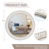 24" Round Mirror Farmhouse Wooden Frame Circle Mirrors, Rustic Decorative Distressed Wall Mounted Mirror for Bathroom, Bedroom, Living Room, Entryway, Fireplace, Hall
